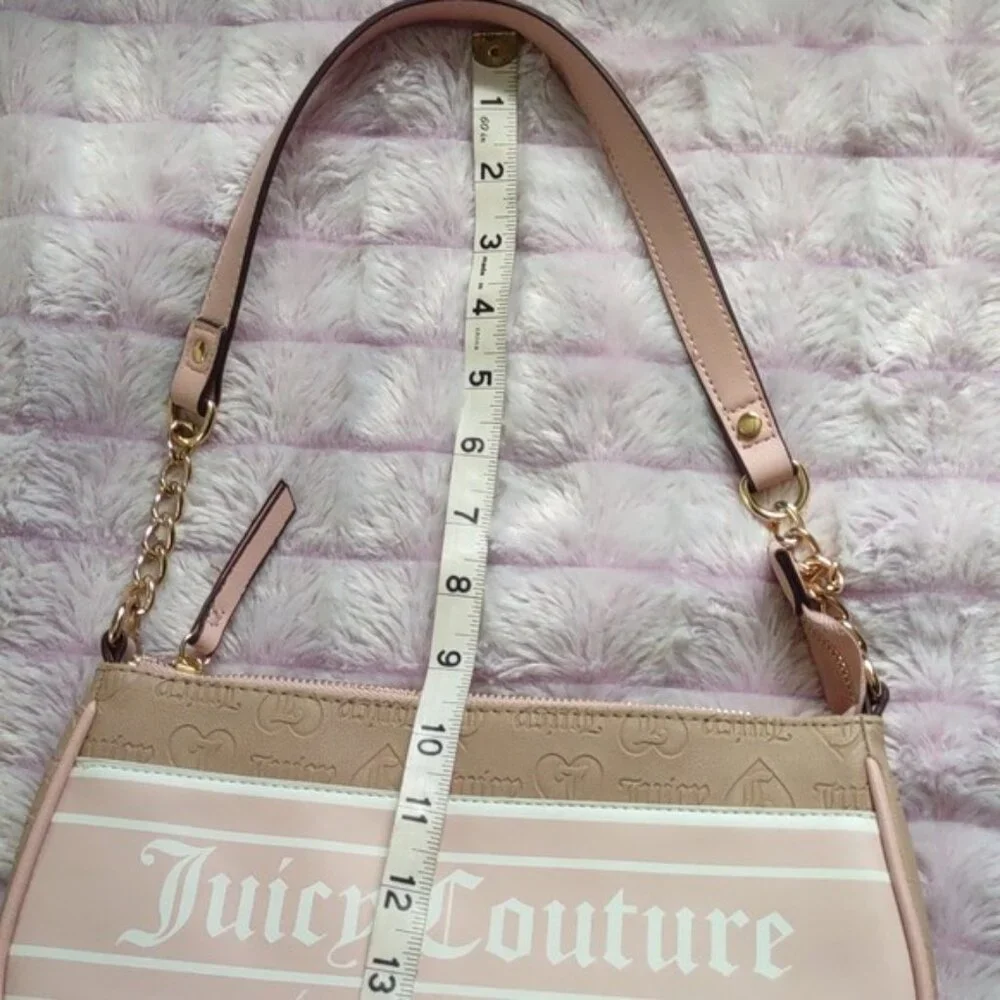 Juicy Couture Los Angeles Pink Tan Fashionista Baguette Shoulder Handbag